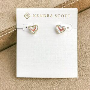 Kendra Scott Ari Heart Stud Earrings, Gold Dichroic Glass